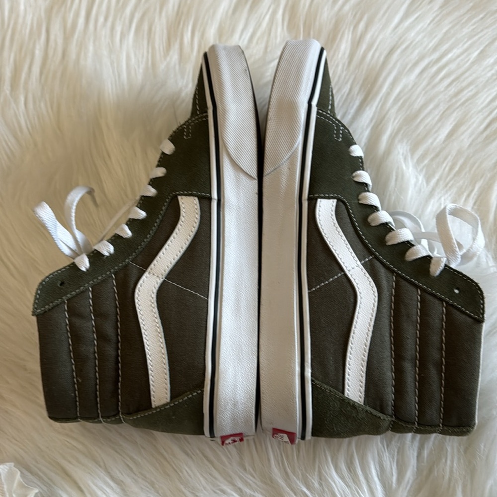 Vans Sk8 Hi Top Sneakers Olive Green Mens 7 Women’s 8.5 - Picture 9 of 12